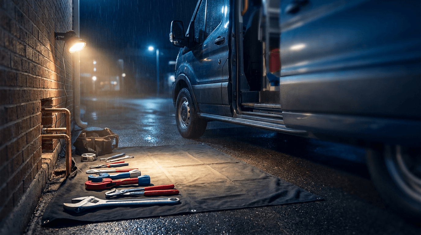 Emergency plumbing response at night in a South Florida home